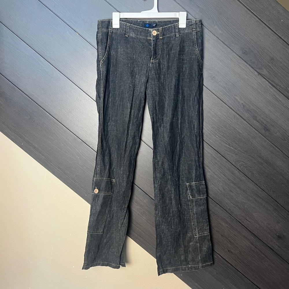 Blue Dot Women's Cargo Jeans Wide Leg Y2K Indie Denim‎ Size 12 Paper Tag
